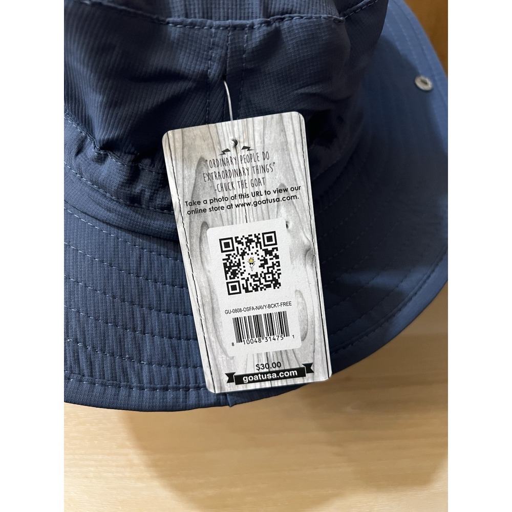 Navy Blue Sun Bucket Hat with Patriotic Moose Patch - Picture 4 of 6